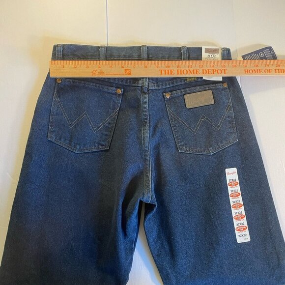 Wrangler Vtg Gold Buckle Stone Wash Jeans Straight Long Pants Size 32x32 Dark - Picture 11 of 12